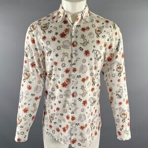 ETRO Size S White Graphic Cotton Long Sleeve Shirt